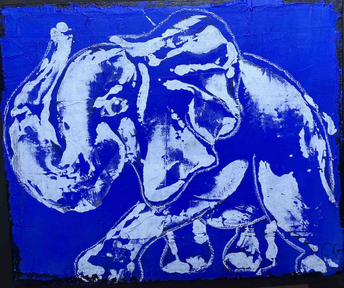 Elefanten Bild in blau von Claudia Groegler