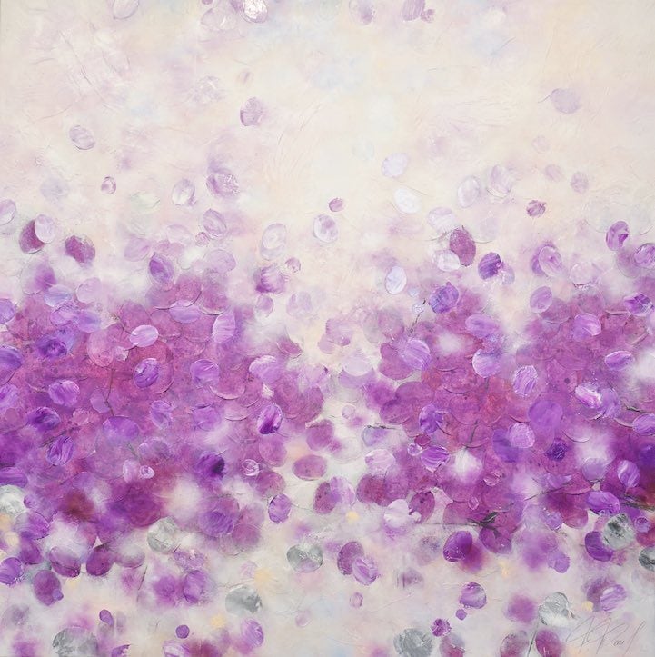 Abstrakte Kunstwerke von Frederic Paul in lila Lavendel
