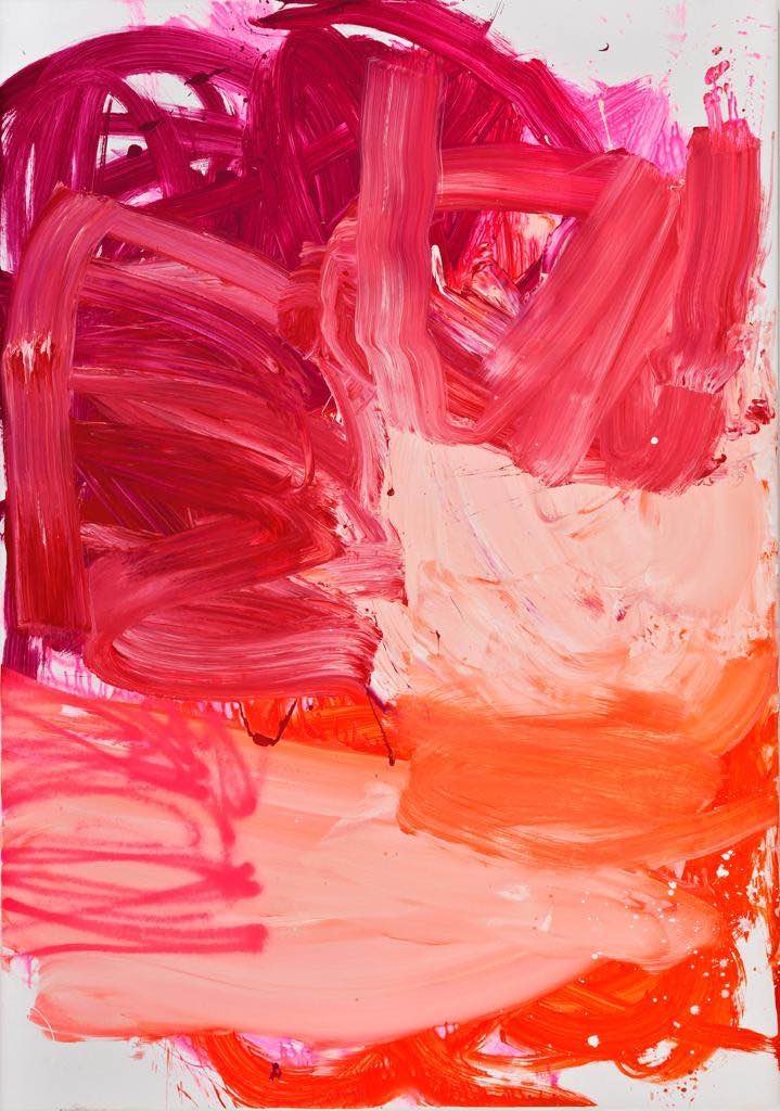 Expressive abstrakte Kunst von Manuela Karin Knaut in rot orange