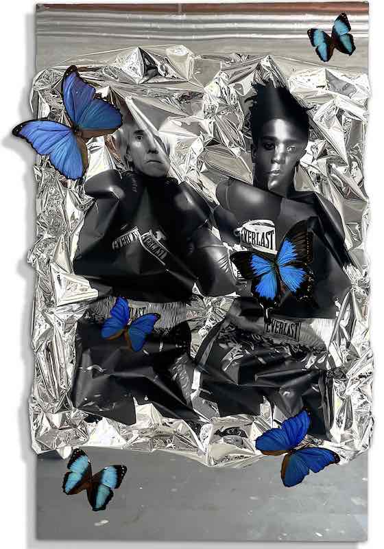 Andy Warhol Basquiat Spiegel Kunstwerk mit Schmetterlingen von Diana Korn